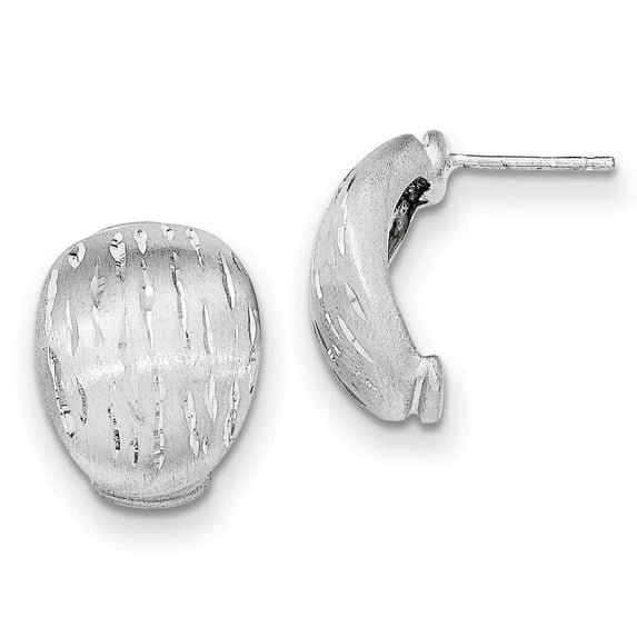Sterling Silver Satin/Diamond-cut Curved Post Earrings Sterling Silver Earrings