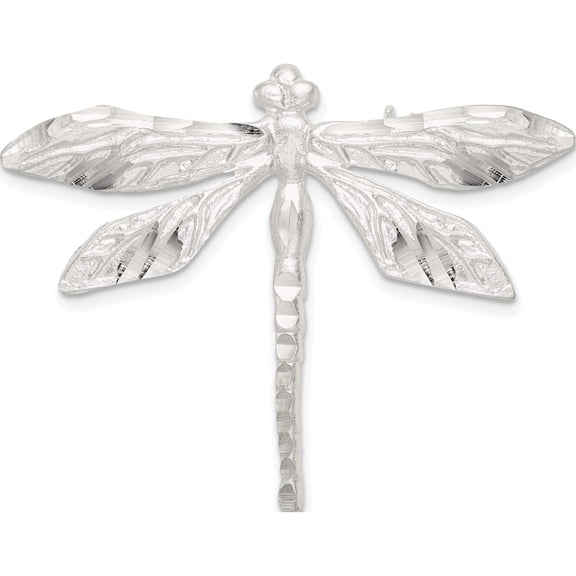 Sterling Silver Satin Finish Diamond Cut Dragon Fly Pin (36 X 45) Made In India qp461