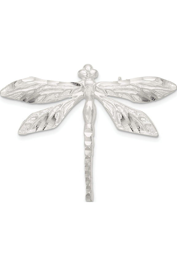 Sterling Silver Satin Finish Diamond Cut Dragon Fly Pin (36 X 45) Made In India qp461