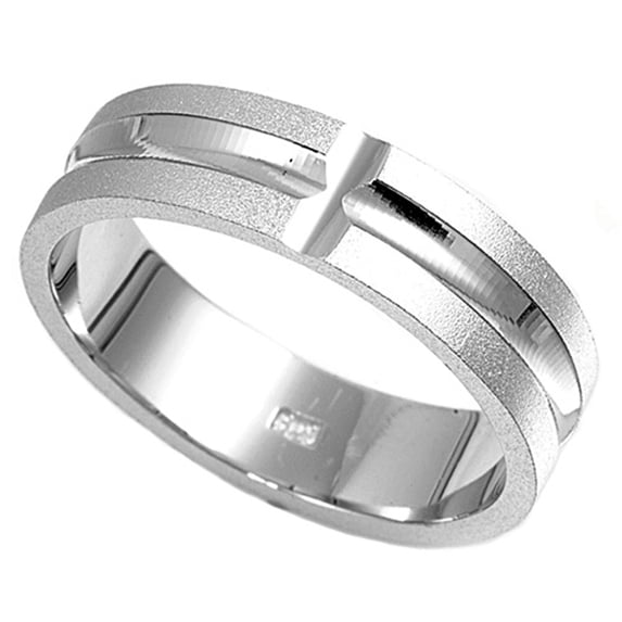 Sterling Silver Satin Finished Wedding Band 5mm ( Size 4 to 9)