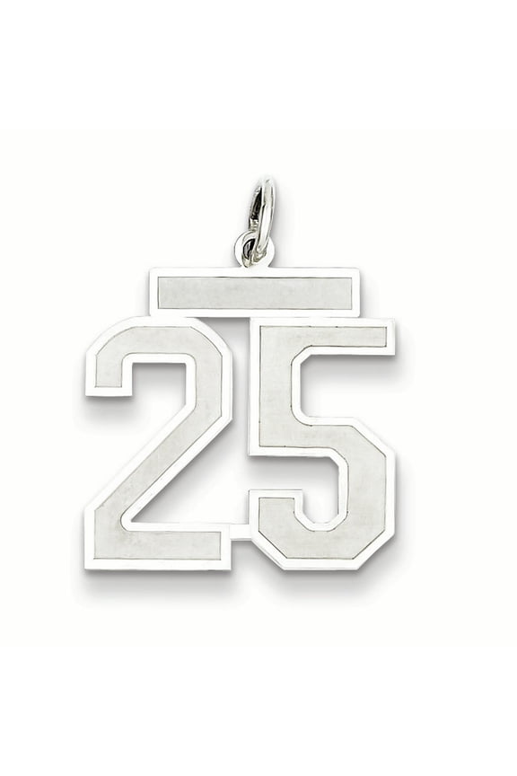 Sterling Silver Satin Number 25 Charm Pendant