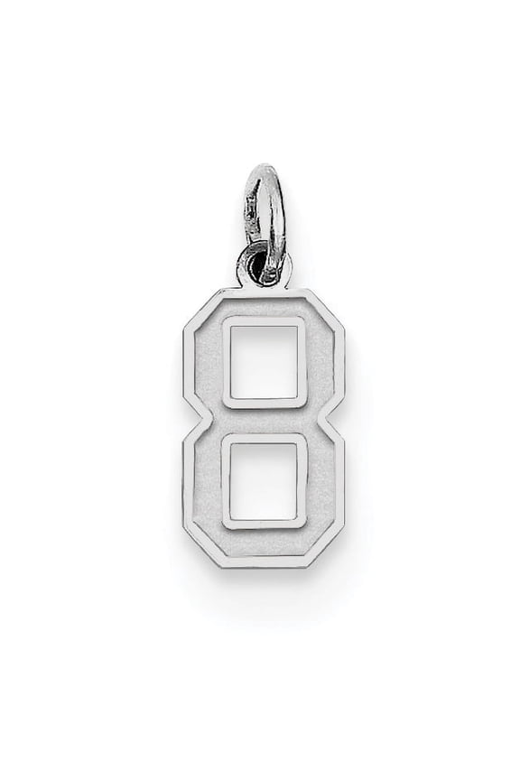Sterling Silver Satin Number 8 Charm Pendant
