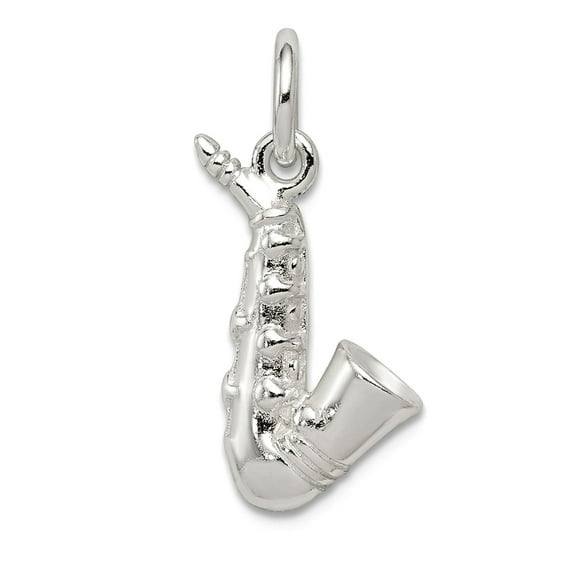 925 Sterling Silver Solid Polished Saxophone Charm 17x10mm Wide Pendant Necklace for Women
