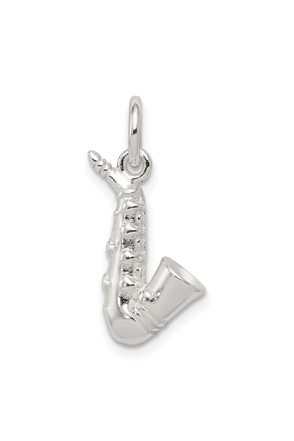 Sterling Silver Saxophone Pendant Necklace for Men and Women, Unisex Jazz Music Charm with Detailed Instrument Design for Musicians and Band Fans