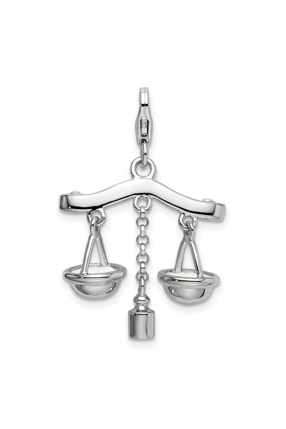 Sterling Silver Scales of Justice Pendant Charm for Necklace or Bracelet, Balance Symbol Jewelry for Women or Unisex, Libra Zodiac Legal Profession Accessory