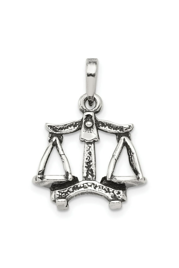 Sterling Silver Scales of Justice Pendant Necklace for Men and Women, Libra Zodiac Charm, Legal and Spiritual Symbol Jewelry