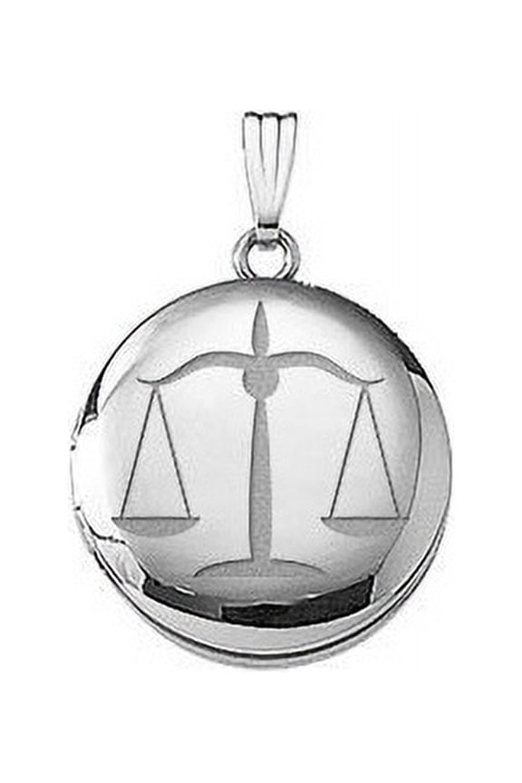 Sterling Silver "Scales of Justice" Round Locket - 1 Inch X 1 Inch