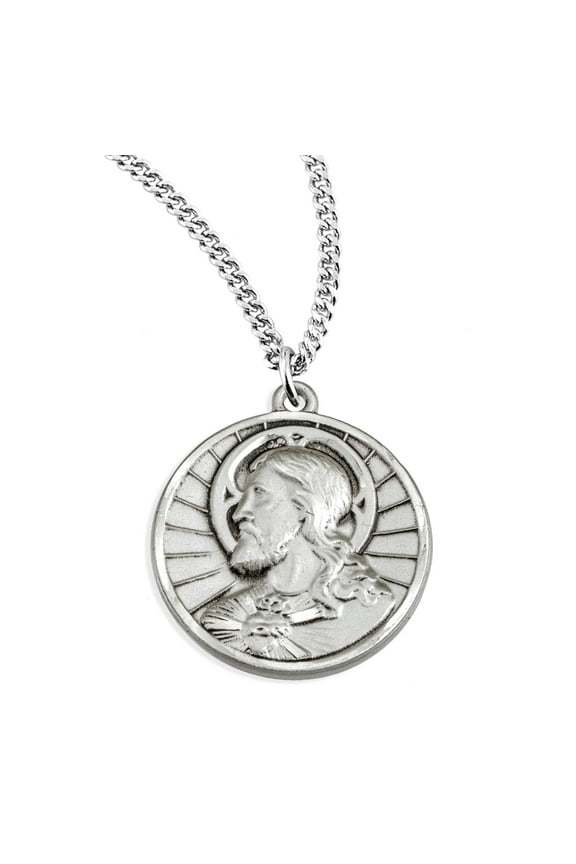 Sterling Silver Scapular Sacred Heart of Jesus Medal Pendant Necklace