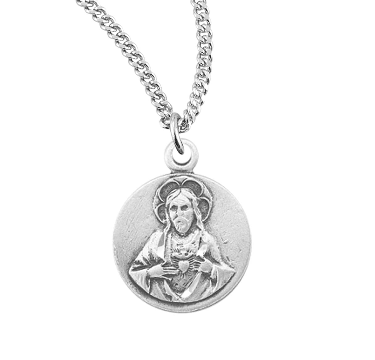 Sterling Silver Scapular Sacred Heart of Jesus Medal Pendant Necklace ...