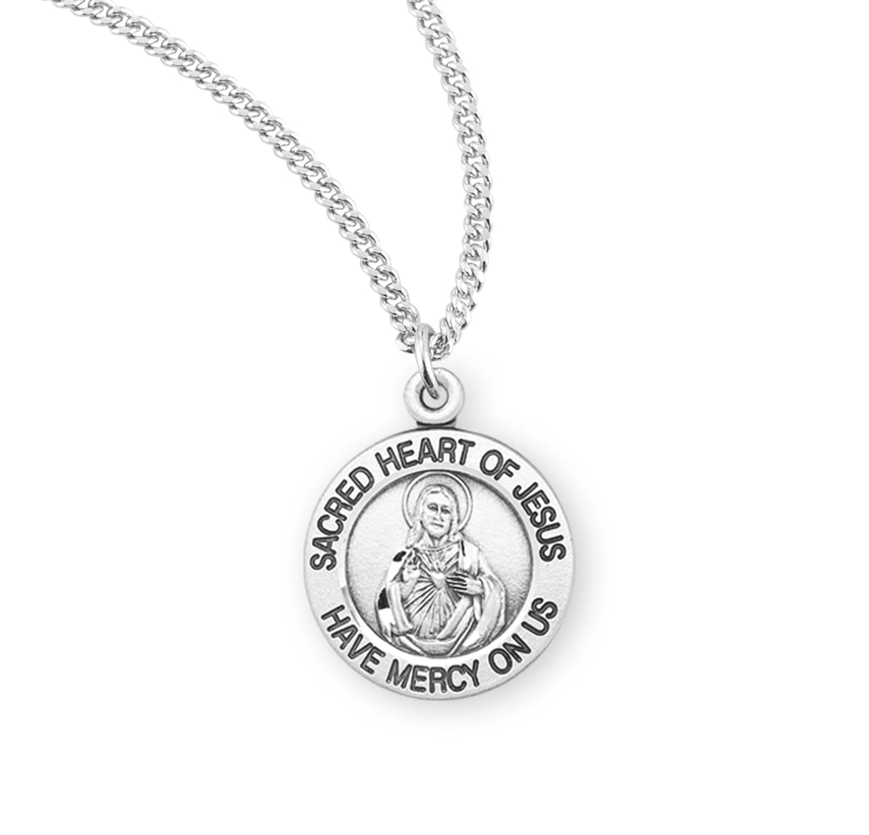 Sterling Silver Scapular Sacred Heart of Jesus Medal Pendant Necklace ...