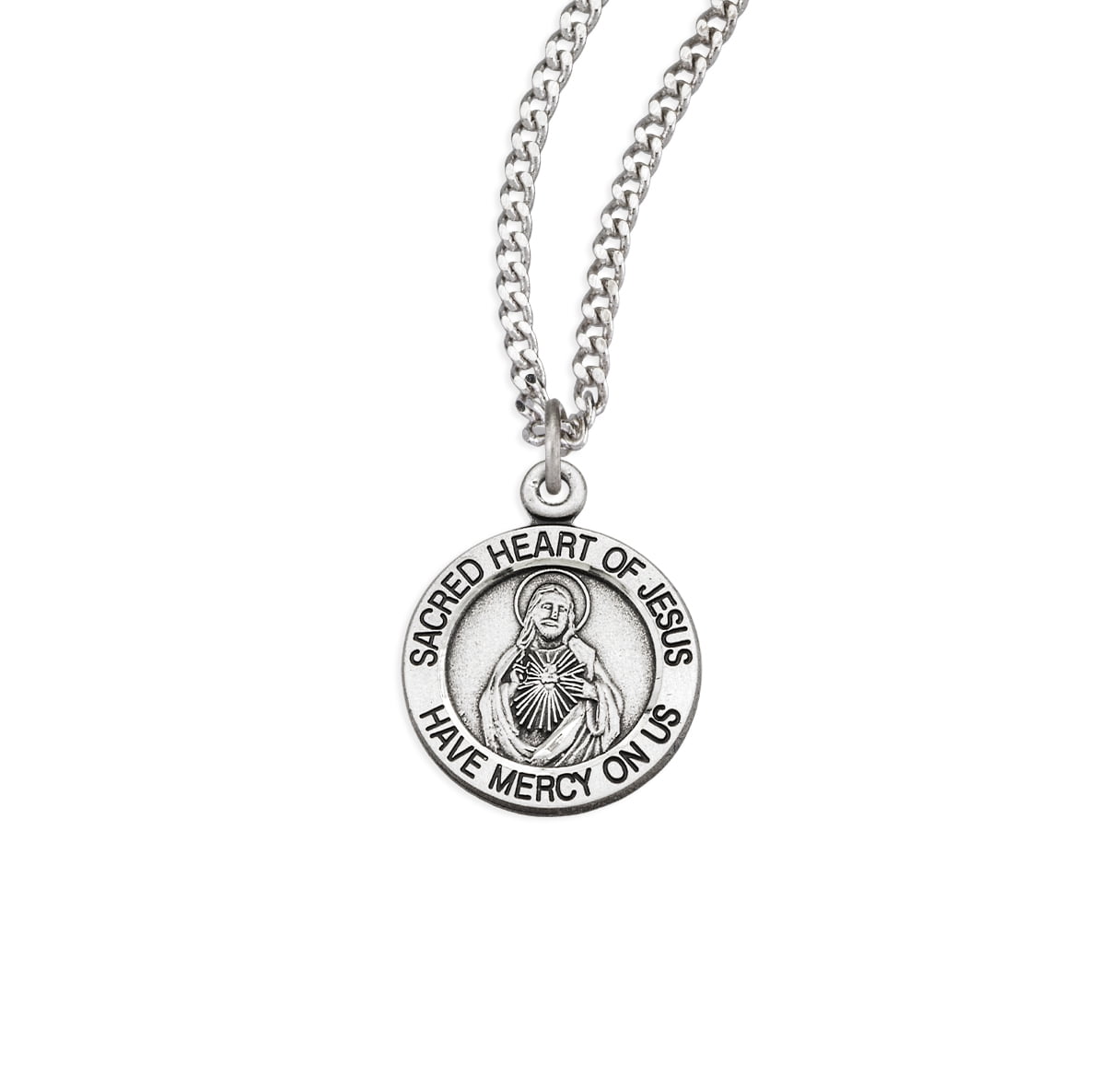 Sterling Silver Scapular Sacred Heart of Jesus Medal Pendant Necklace ...