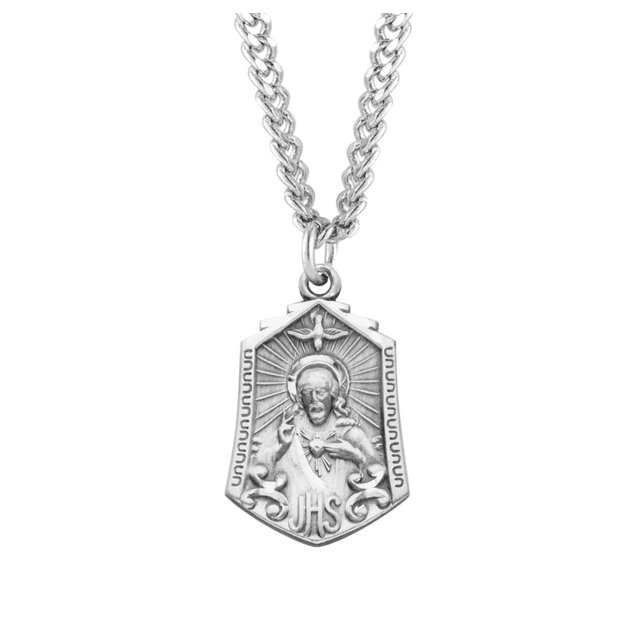 Sterling Silver Scapular Sacred Heart of Jesus Medal - Walmart.com