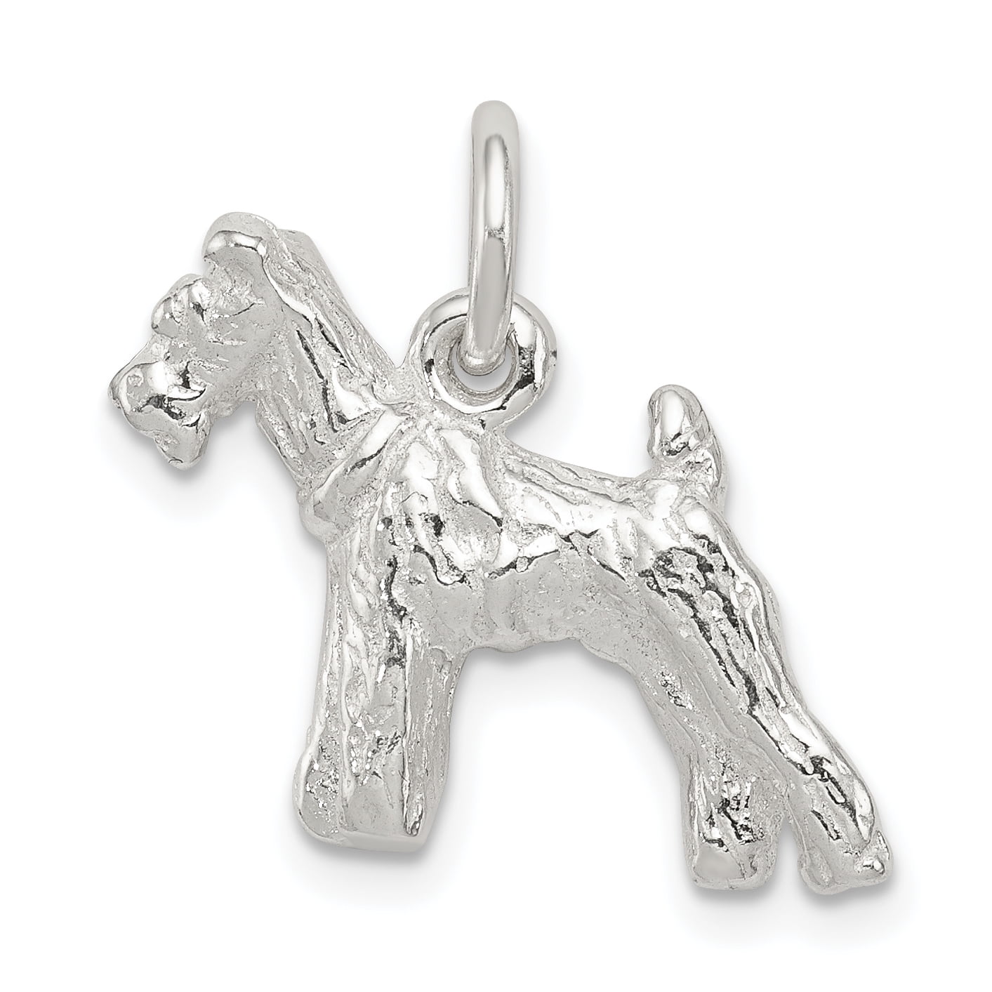 925 Sterling Silver Solid Polished Schnauzer Charm 16x19mm Wide Pendant Necklace for Women