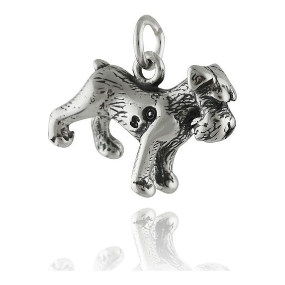 Sterling Silver Schnauzer Dog Charm Necklace, 18" Chain
