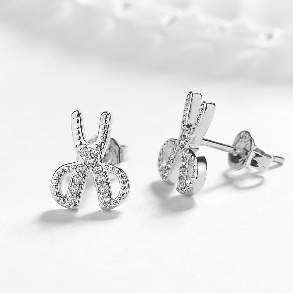 Sterling Silver Scissor Stud Earrings crystals from Swarovski