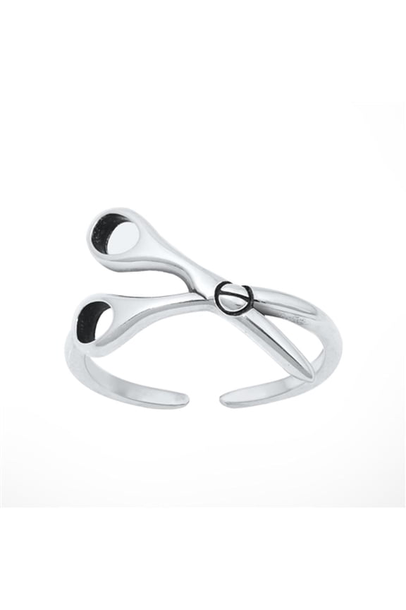 Sterling Silver Scissors Hair Stylist Toe Midi Ring Adjustable Band .925 New Jewelry Female Unisex