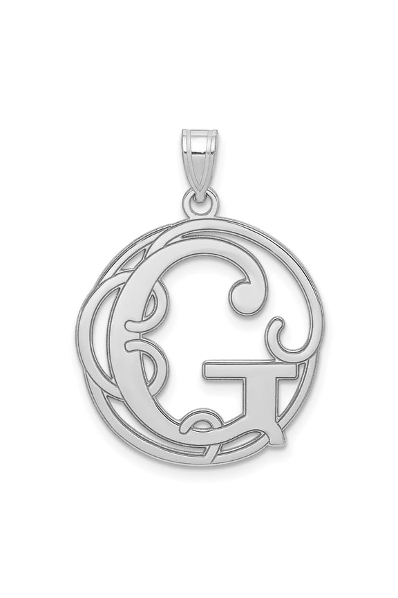 Sterling Silver Script G Pendant Necklace for Women or Unisex Wear, Scroll Design Custom Initial Charm, Personalized Alphabet Jewelry