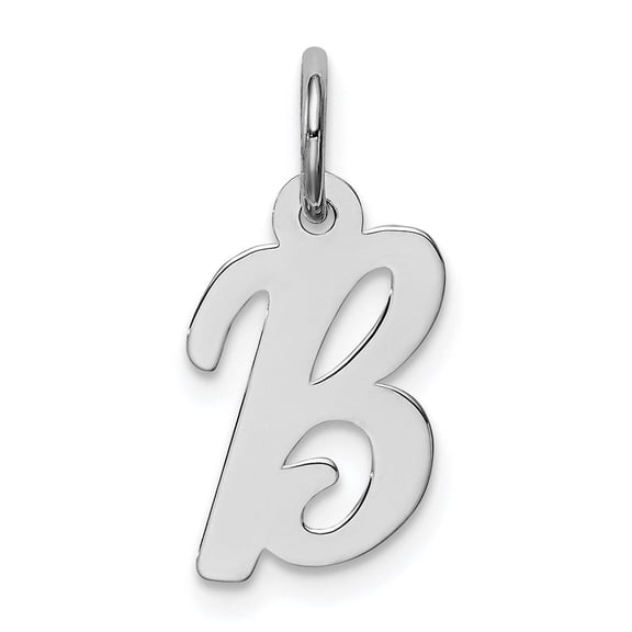 Sterling Silver Script Initial B Pendant Charm for Women, Polished Alphabet Necklace Accessory, Dainty Monogram Jewelry for Everyday Wear, Minimalist Personalized Identity Symbol