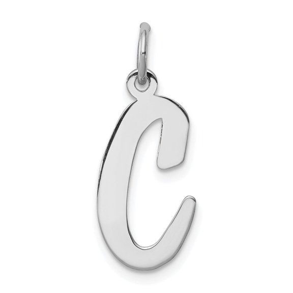 925 Sterling Silver Initial C Pendant Charm, Polished Script Letter Monogram