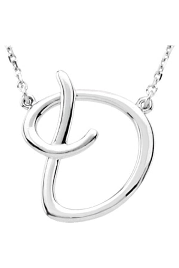 Sterling Silver Script Initial D Necklace Fine Jewelry for Women Gifts for Her (17.7x15.9mm), 16"