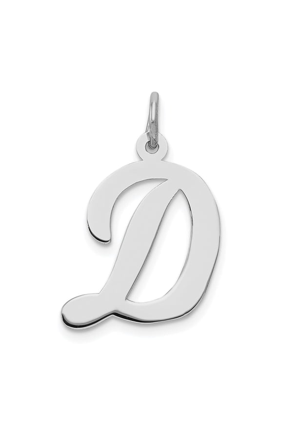 Sterling Silver Script Initial D Pendant Charm for Necklace, Polished Cursive Alphabet Letter Jewelry for Women or Unisex, Personalized Monogram Accessory in Minimalist Elegant Style