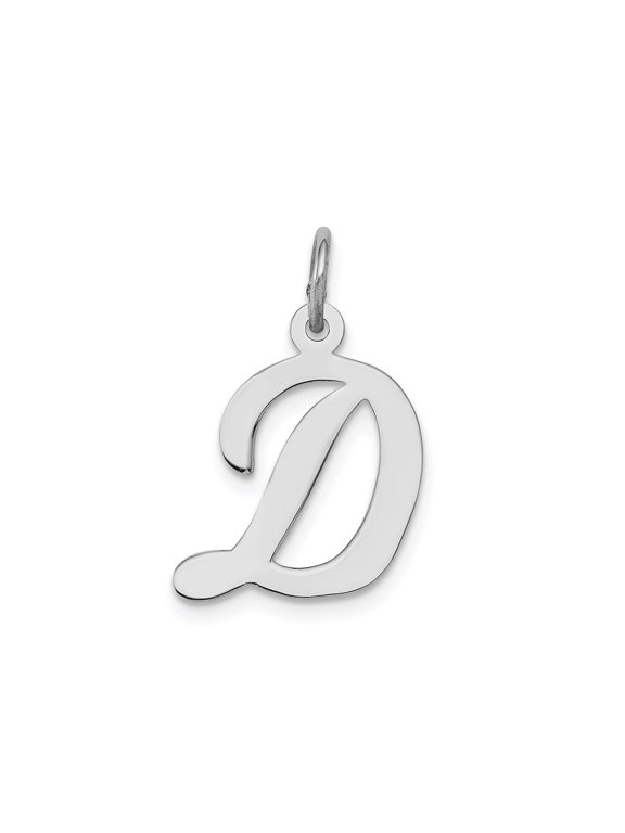 Sterling Silver Script Initial D Pendant Charm for Women or Unisex, Polished Alphabet Jewelry, Minimalist Monogram Necklace for Identity and Self Expression
