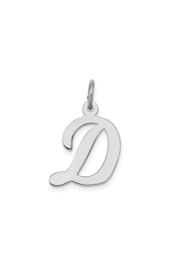 Sterling Silver Script Initial D Pendant Charm for Women or Unisex, Polished Alphabet Jewelry, Minimalist Monogram Necklace for Identity and Self Expression