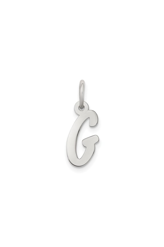 Sterling Silver Script Initial G Pendant Charm for Women or Unisex, Polished Monogram Alphabet Jewelry for Necklace or Bracelet, Symbol of Identity and Style