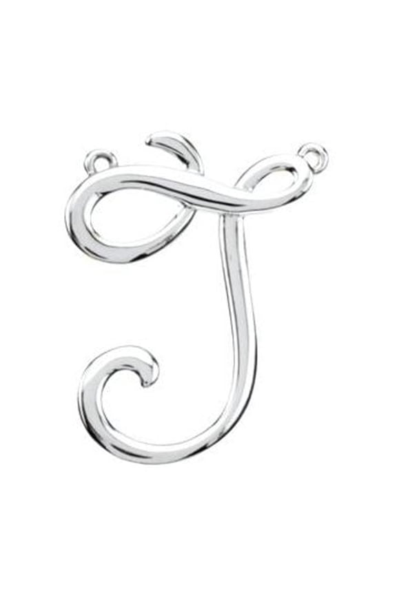 Sterling Silver Script Initial J Necklace Center Jewelry Finding Fine Jewelry For Women Gifts For Her (Mounting Only, Not All Stones Included)