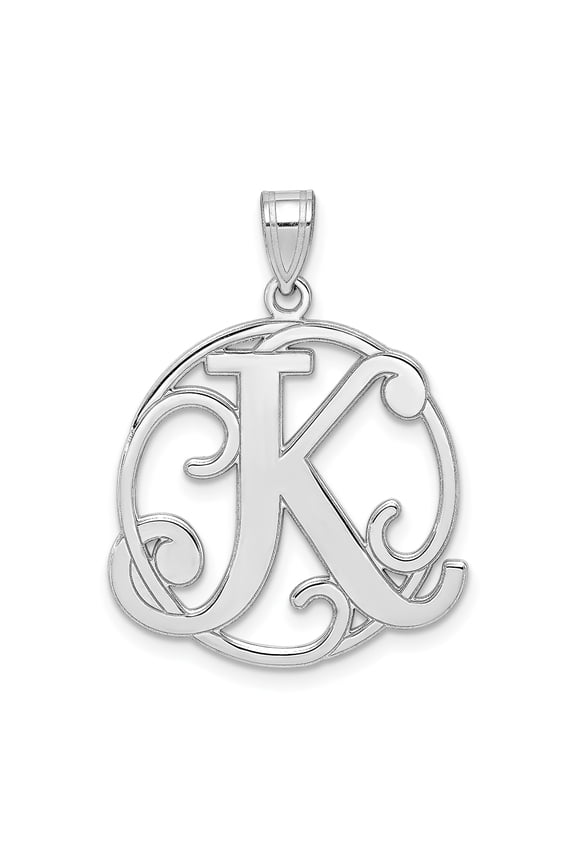 Sterling Silver Script Initial K Pendant Necklace for Women or Unisex, Round Monogram Charm, Personalized Name Jewelry Symbolizing Identity and Style