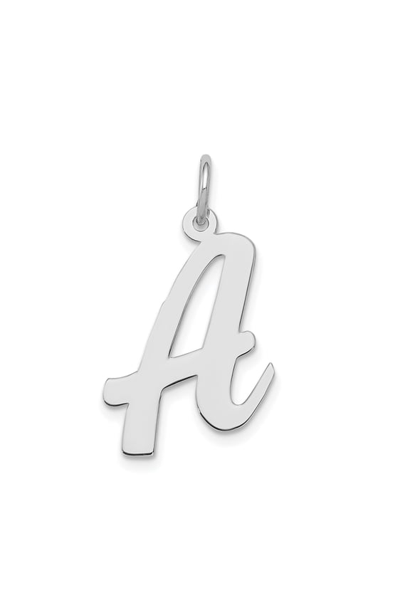 Sterling Silver Script Initial Letter A Pendant Charm, Polished Monogram Jewelry