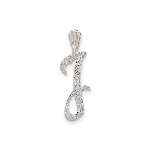 925 Sterling Silver Letter J Initial Pendant Charm, Textured Monogram for Women