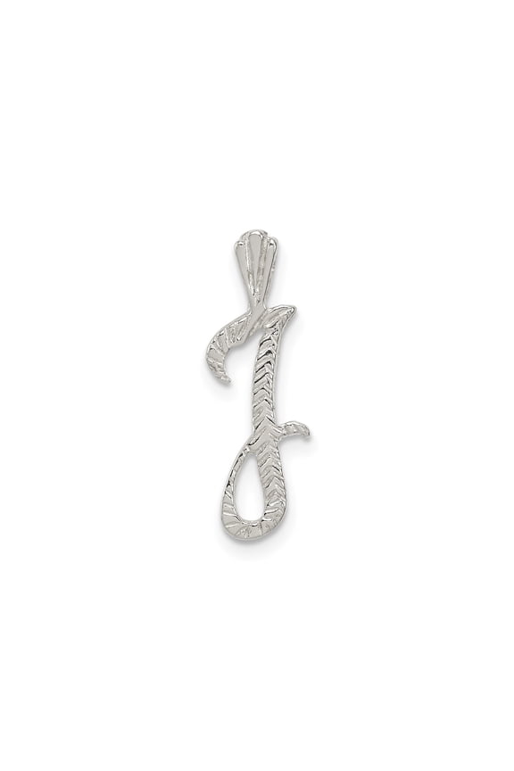 925 Sterling Silver Letter J Initial Pendant Charm, Textured Monogram for Women