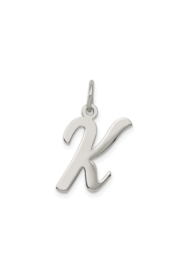 Sterling Silver Script K Pendant Necklace for Women or Unisex Use, Polished Initial Jewelry with Cursive Alphabet Design, Personalized Monogram Charm for Identity and Everyday Style
