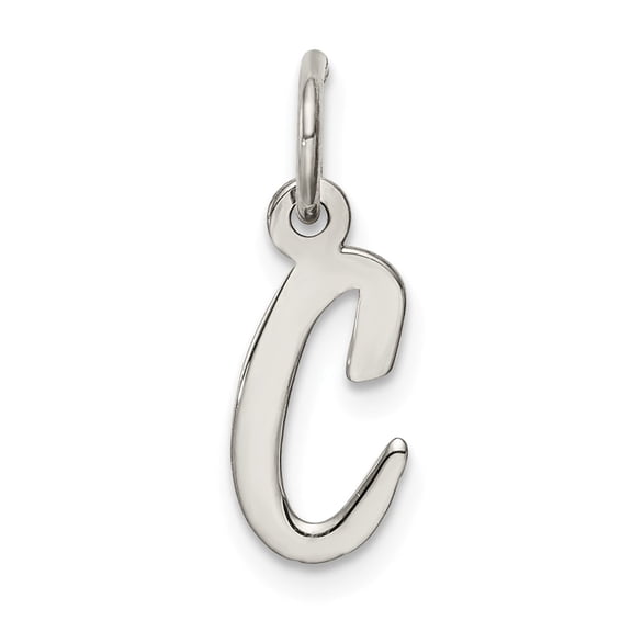 Sterling Silver Script Letter C Initial Charm Pendant