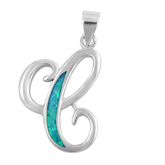 Sterling Silver Script Letter C Pendant Initial Monogram Name Charm 925 Jewelry Female Unisex