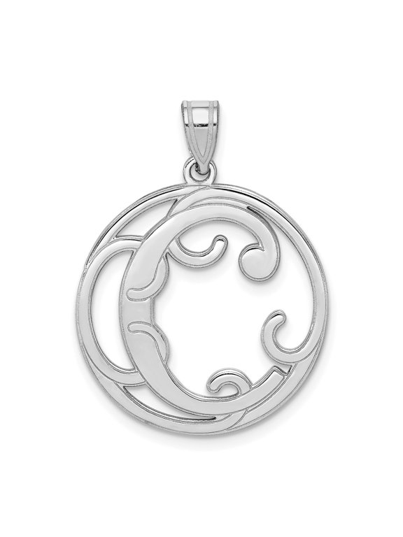Sterling Silver Script Letter C Pendant Necklace for Women, Round Openwork Monogram Charm, Ornate Alphabet Name Jewelry, Elegant Custom Initial Accessory
