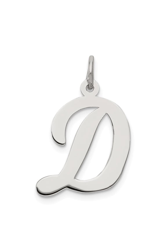 Sterling Silver Script Letter D Initial Charm Pendant