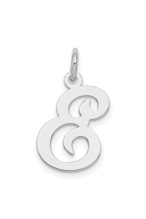 Sterling Silver Script Letter E Pendant for Women, Polished Cursive Initial Charm, Monogram Necklace, Dainty Personalized Jewelry for Identity and Style
