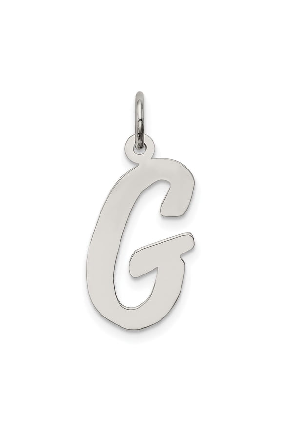 Sterling Silver Script Letter G Pendant Charm for Women or Unisex, Polished Cursive Initial Necklace Jewelry, Custom Alphabet Monogram Accessory