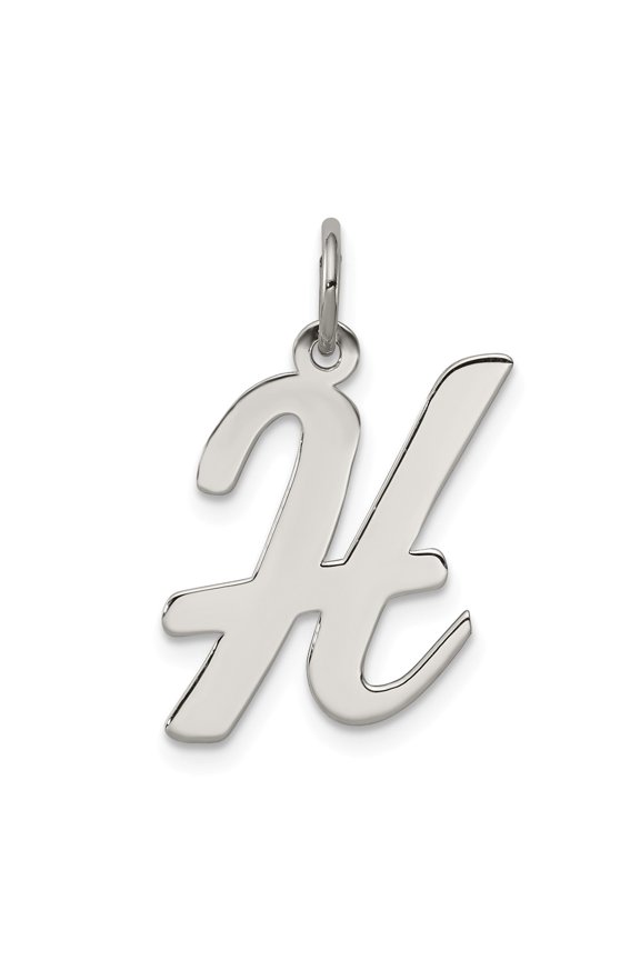 Sterling Silver Script Letter H Initial Charm Pendant