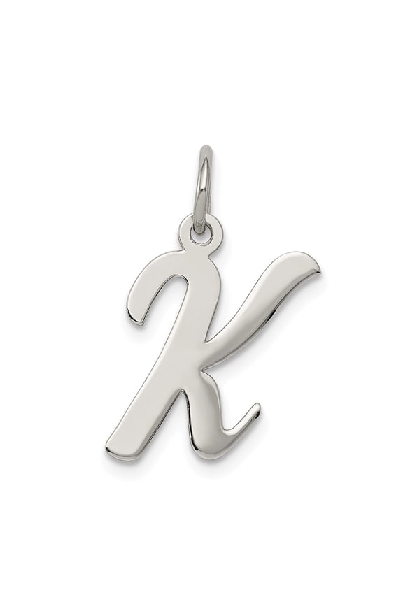 Sterling Silver Script Letter K Initial Charm Pendant