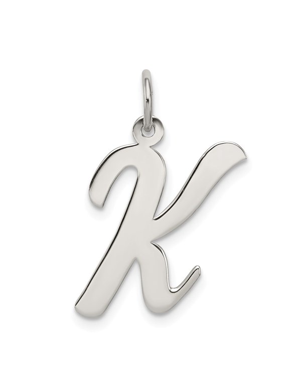 Sterling Silver Script Letter K Initial Charm Pendant