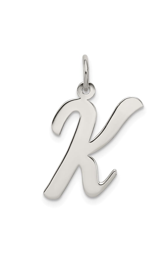 Sterling Silver Script Letter K Initial Charm Pendant