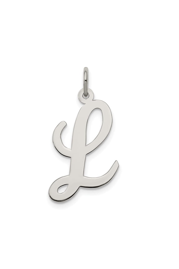 Sterling Silver Script Letter L Pendant Necklace, Polished Cursive Initial Charm for Women or Unisex, Minimalist Alphabet Jewelry, Personalized Monogram Style