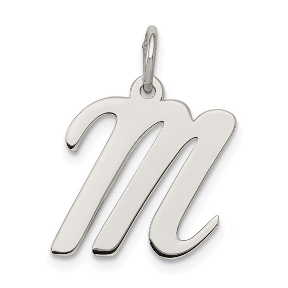 Sterling Silver Script Letter M Initial Charm Pendant