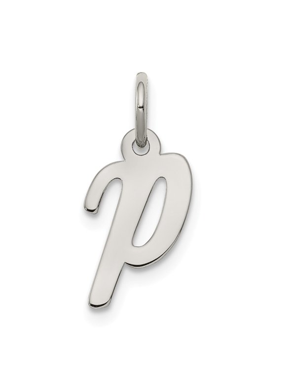 Sterling Silver Script Letter P Initial Charm Pendant