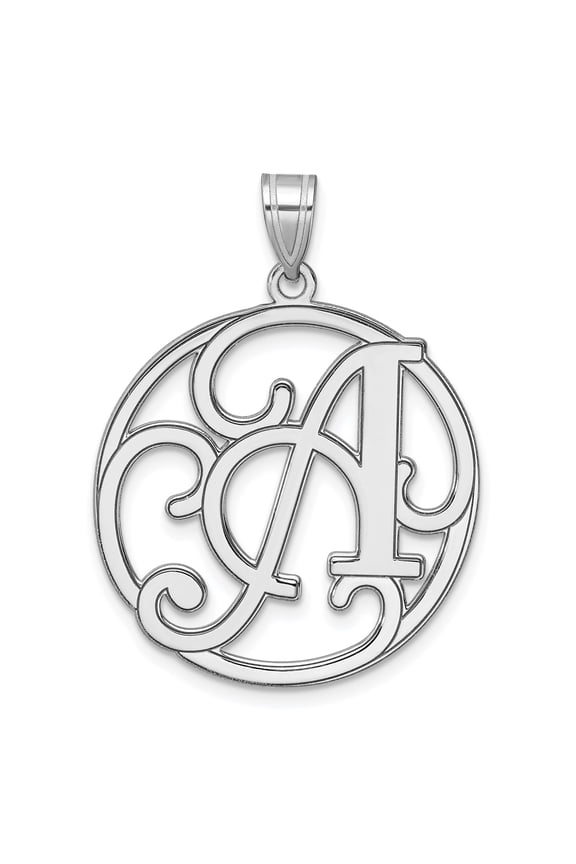 Sterling Silver Script Letter A Pendant, Circular Filigree Monogram Necklace, Personalized Alphabet Charm for Women or Unisex, Elegant 925 Statement Jewelry