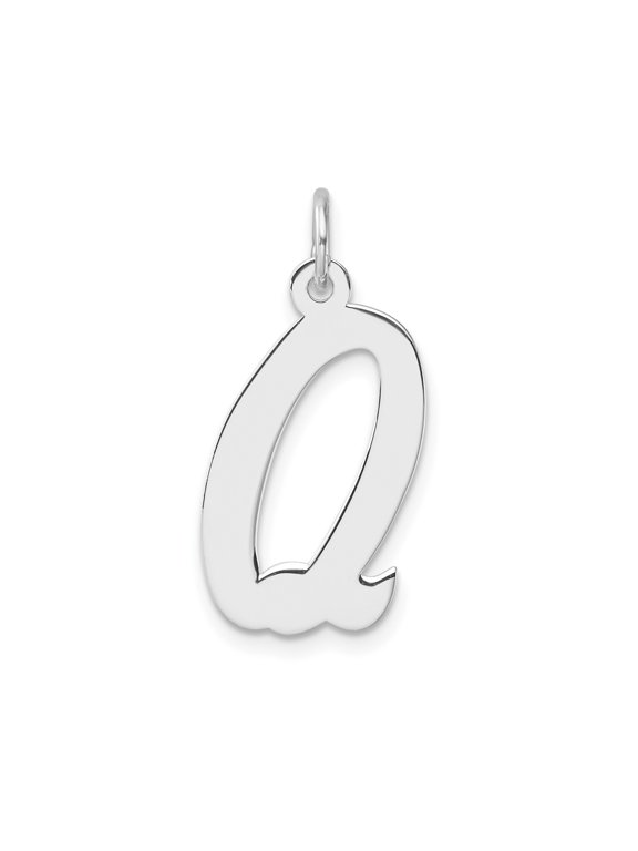925 Sterling Silver Letter Q Pendant Charm, Script Initial Monogram