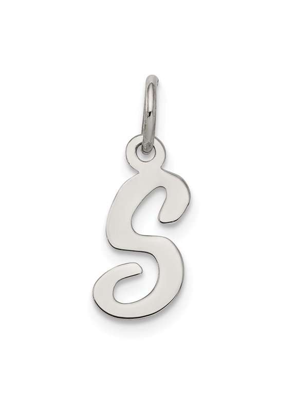 Sterling Silver Script Letter S Initial Charm Pendant